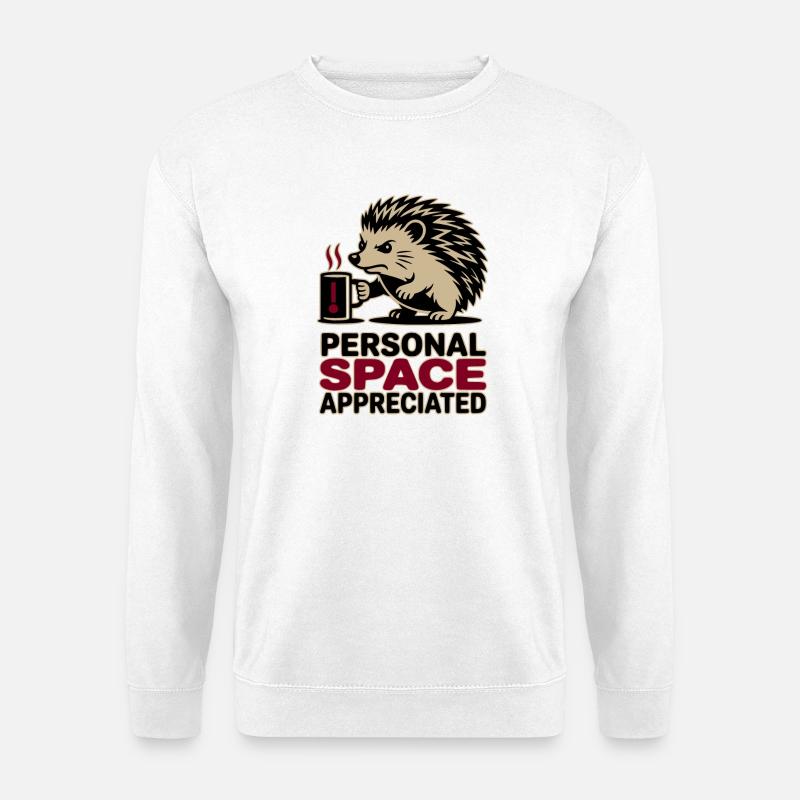 Grumpy Hedgehog Personal Space Introvert Coffee - Sweat-shirt Unisexe - blanc