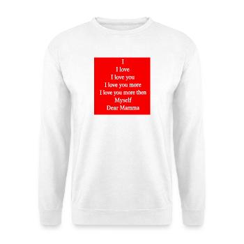 Liebesbotschaft an Mama – Emotionaler Text - Unisex Pullover - Weiß - Vorne - Alina (178cm) & Michal (187cm)