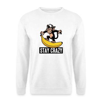 Affe auf Banane bleibt verrückt - Unisex Pullover - Weiß - Vorne