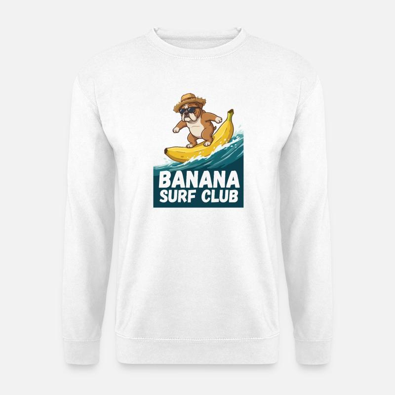 Banana Surf Bulldog - Unisex Pullover - Weiß