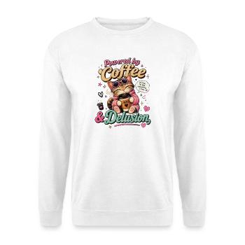 Kaffee Katze: Power Delusion - Unisex Pullover - Weiß - Vorne