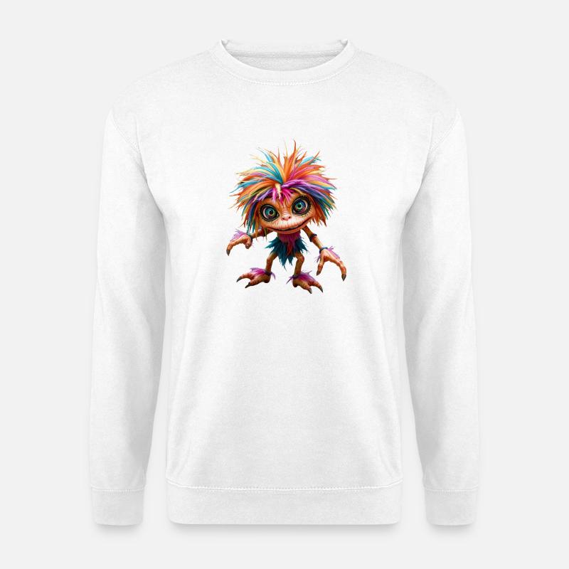 Mehrfarbiges, pelziges Wesen - Unisex Pullover - Weiß