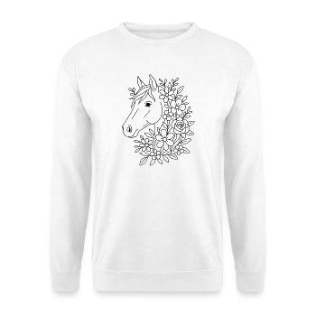 Horse head with flowers to color - Unisex Sweatshirt - white - Front