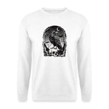 Raven over skull in the moonlight - Unisex Sweatshirt - white - Front
