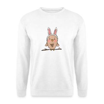 Vogel als Hase verkleidet - Unisex Pullover - Weiß - Vorne - Alina (178cm) & Michal (187cm)