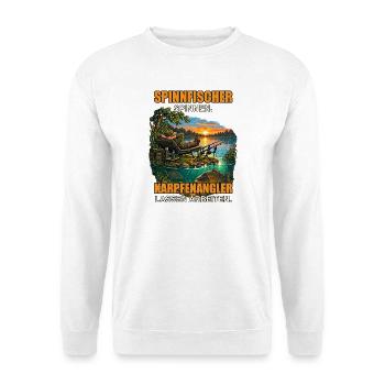 Karpfenangler lassen arbeiten - Unisex Pullover - Weiß - Vorne - Alina (178cm) & Michal (187cm)