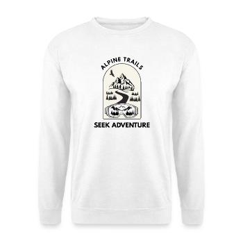 Alpine Trails – Such Adventure - Unisex Pullover - Weiß - Vorne - Alina (178cm) & Michal (187cm)