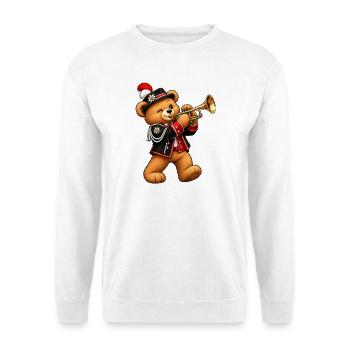 Trompeter Bär – Musikverein & Blasmusik - Unisex Pullover - Weiß - Vorne - Alina (178cm) & Michal (187cm)