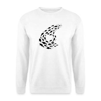 Fischschwarm Unterwasser Silhouette - Unisex Pullover - Weiß - Vorne - Alina (178cm) & Michal (187cm)