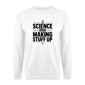 Wissenschaft statt Dinge erfinden - Unisex Pullover - Weiß - Vorne - Alina (178cm) & Michal (187cm)