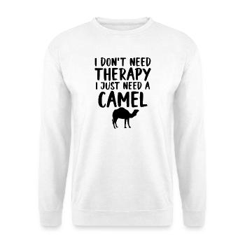 Kamel Spruch Humor - Unisex Pullover - Weiß - Vorne - Alina (178cm) & Michal (187cm)