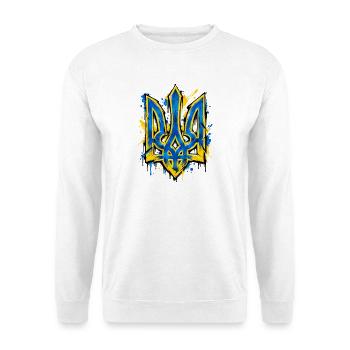 Ukraine - Coat of Arms - Wappen - Kiew - Unisex Pullover - Weiß - Vorne - Alina (178cm) & Michal (187cm)