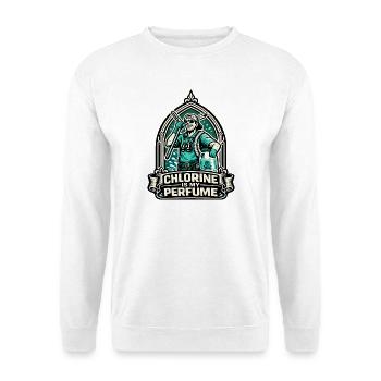 Chlorine Is My Perfume Pool Motiv - Unisex Pullover - Weiß - Vorne - Alina (178cm) & Michal (187cm)