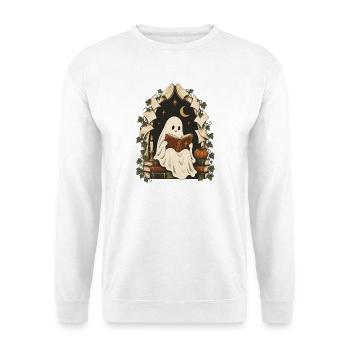 Geisterhafte Bibliotheksnacht - Unisex Pullover - Weiß - Vorne - Alina (178cm) & Michal (187cm)