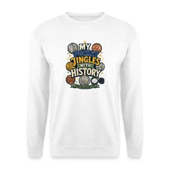 Numismatiker Münzsammler Zubehör Münzsammeln - Unisex Pullover - Weiß - Vorne - Alina (178cm) & Michal (187cm)