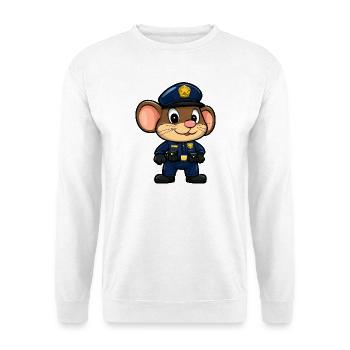 Mäuse Polizei / Polizistin Maus - Unisex Pullover - Weiß - Vorne - Alina (178cm) & Michal (187cm)