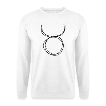 Sternzeichen Stier handgezeichnet - Unisex Pullover - Weiß - Vorne - Alina (178cm) & Michal (187cm)