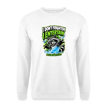 Waschbär unterhält: Geist mit Charakter - Unisex Pullover - Weiß - Vorne - Alina (178cm) & Michal (187cm)