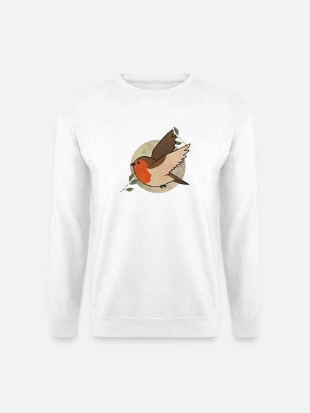 Aquarell Robin auf Kreis - Unisex Pullover - Weiß