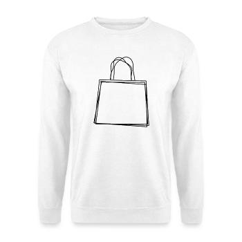 Einkaufstüte handgezeichnet - Unisex Pullover - Weiß - Vorne - Alina (178cm) & Michal (187cm)