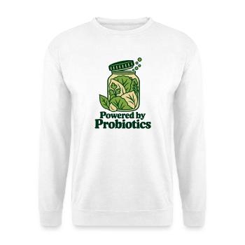 Angetrieben von Probiotika – Fermentierter Lebensmittelliebhaber - Unisex Pullover - Weiß - Vorne - Alina (178cm) & Michal (187cm)