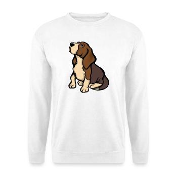 Beagle-Porträt in warmen Tönen - Unisex Pullover - Weiß - Vorne - Alina (178cm) & Michal (187cm)