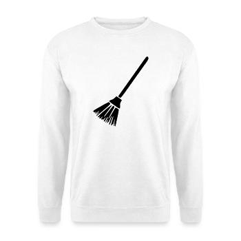 Besen Putzen Hausmeister Lustiges Beruf Geschenk - Unisex Pullover - Weiß - Vorne - Alina (178cm) & Michal (187cm)
