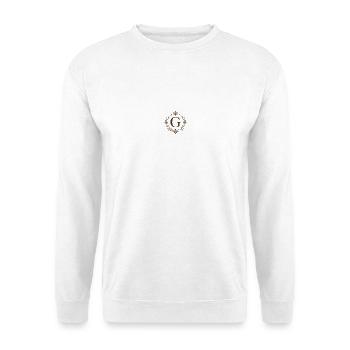 GEEKLEY – Vintage Crown G Monogramm - Unisex Pullover - Weiß - Vorne - Alina (178cm) & Michal (187cm)