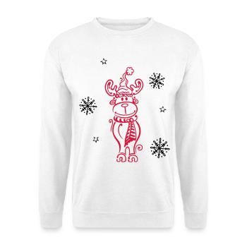 Wapiti, rennes avec des flocons - Sweat-shirt Unisexe - blanc - Devant