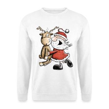 Weihnachtsmann Mit Rentier I Weihnachten Geschenk - Unisex Pullover - Weiß - Vorne