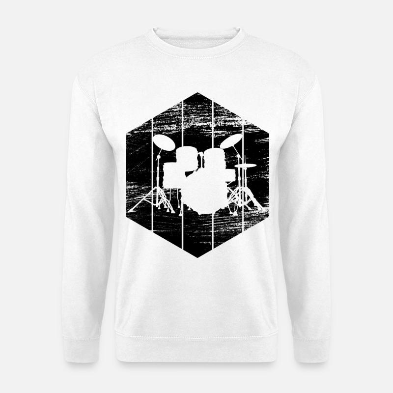 Schlagzeug Skizze - Unisex Pullover - Weiß