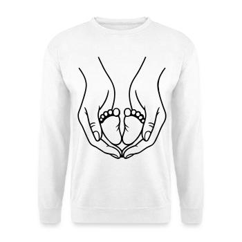 Logo Mains tenant les pieds de bébé - Sweat-shirt Unisexe - blanc - Devant