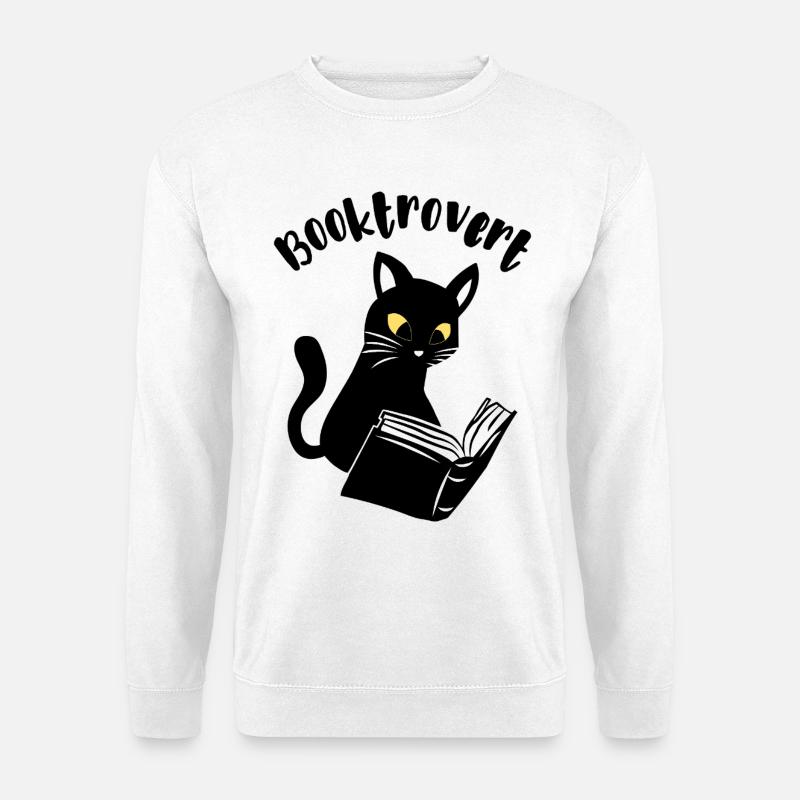 Booktrovert Katze mit Buch - Unisex Pullover - Weiß