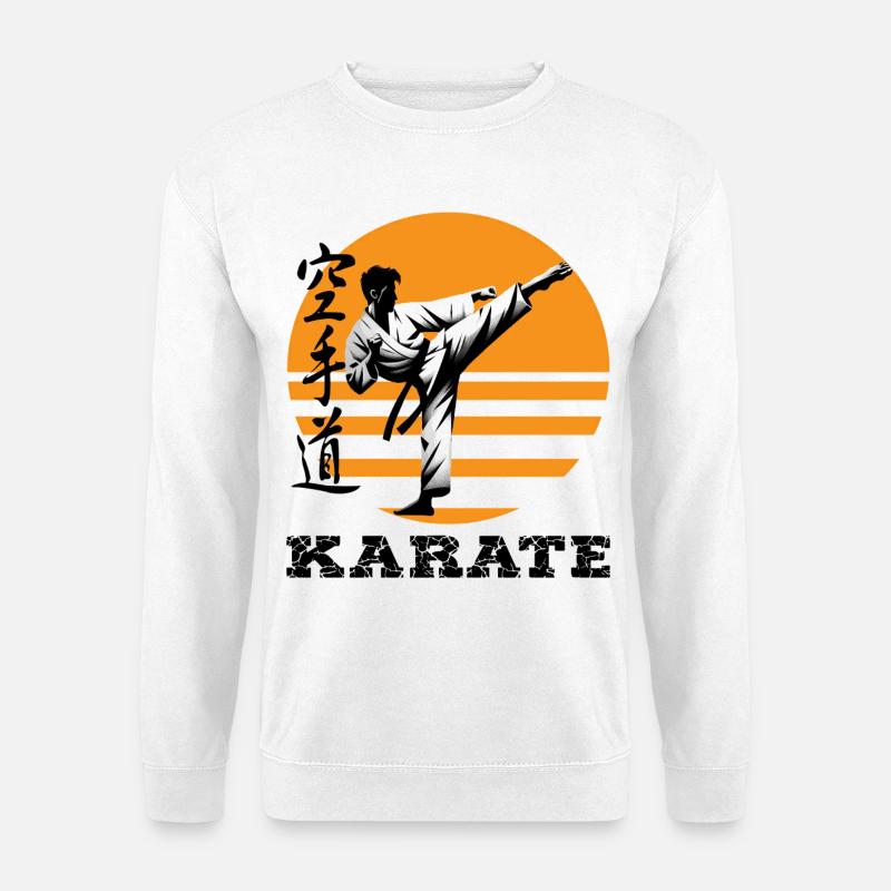 Karatensilhouette im Sonnenkreis - Unisex Pullover - Weiß