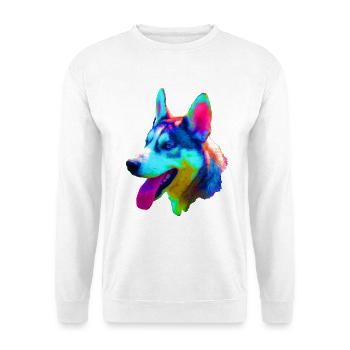 Husky Tête de Chien Pop Art - Sweat-shirt Unisexe - blanc - Devant
