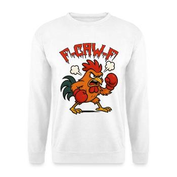 Funny Chicken F-CAW-F Rooster Fun Shirt - Unisex Sweatshirt - white - Front
