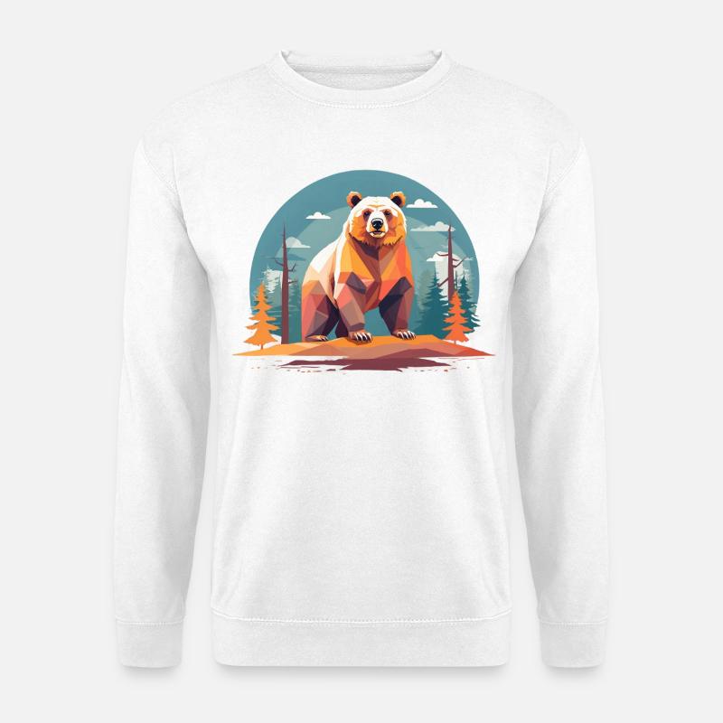 Polygone ours dans la forêt - Sweat-shirt Unisexe - blanc