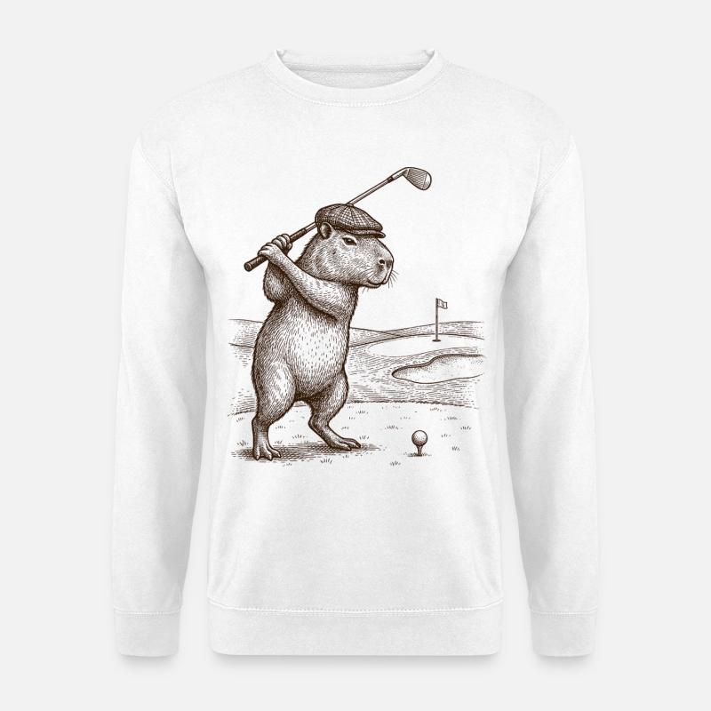 Lustiger Capybara spielender Golfer - Unisex Pullover - Weiß