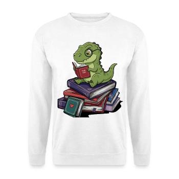T-Rex Dinosaure Lecture de livres Art - Sweat-shirt Unisexe - blanc - Devant