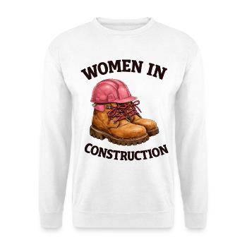 Bottes et casque de travail pour femmes dans la construction - Sweat-shirt Unisexe - blanc - Devant