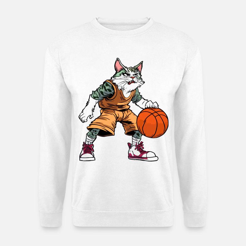 Katzen Basketball - Unisex Pullover - Weiß