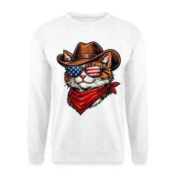 Cat Cowboy USA - Sweat-shirt Unisexe - blanc - Devant