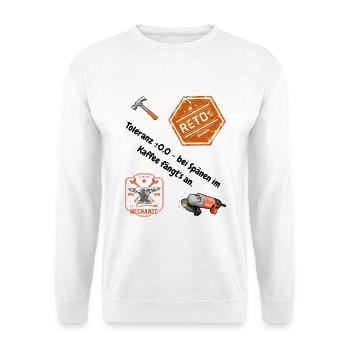 Mechaniker Stempelwerkstatt Vintage-Design - Unisex Pullover - Weiß - Vorne - Alina (178cm) & Michal (187cm)