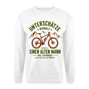 Unterschätze Nie Alten Mann Mit Fahrrad - Unisex Pullover - Weiß - Vorne