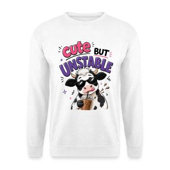 Süsse aber labile Kuh mit Eiskaffee - Unisex Pullover - Weiß - Vorne