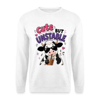 Süsse aber labile Kuh mit Eiskaffee - Unisex Pullover - Weiß - Vorne