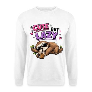 Süß aber faul Faultier mit Eiskaffee - Unisex Pullover - Weiß - Vorne