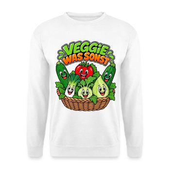 Veggie Was Sonst Gemüse - Unisex Pullover - Weiß - Vorne - Alina (178cm) & Michal (187cm)