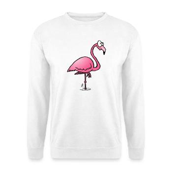 Whimsical Pink Flamingo Illustration - Unisex Sweatshirt - white - Front