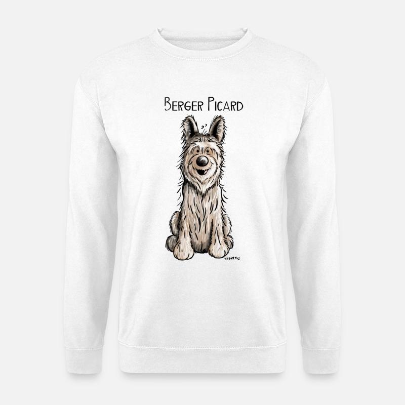 Lustiger Berger Picard -.Hund - Dog - Comic - Unisex Pullover - Weiß